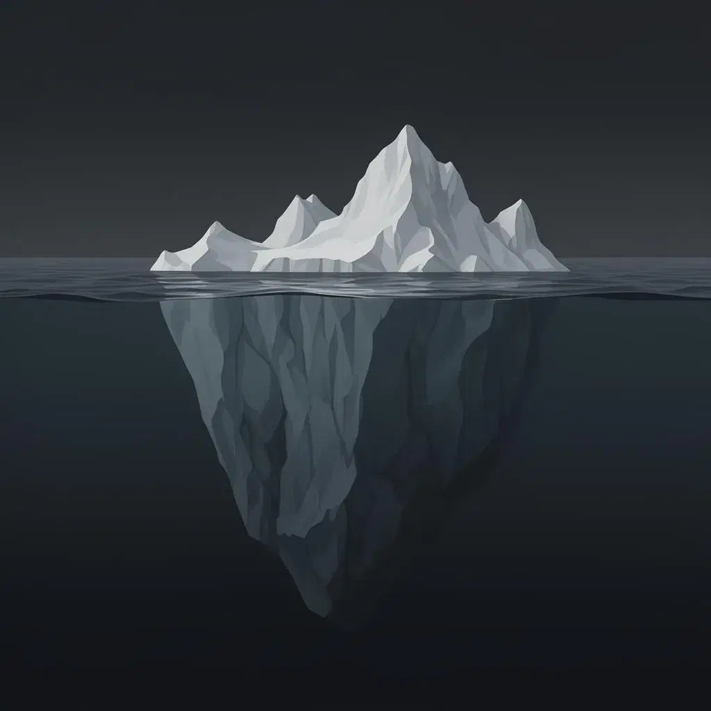 Ilustração conceitual de iceberg representando o consciente e o inconsciente